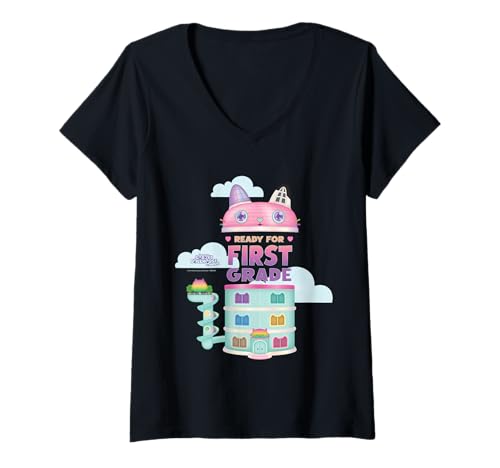 Damen DreamWorks Gabby’s Dollhouse Ready for First Grade T-Shirt mit V-Ausschnitt Damen DreamWorks Gabby’s Dollhouse Ready for First Grade T-Shirt mit V-Ausschnitt von DreamWorks Gabby’s Dollhouse