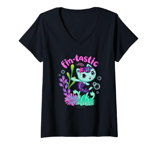 Damen DreamWorks Gabby’s Dollhouse The Movie Fin-Tastic T-Shirt mit V-Ausschnitt von DreamWorks Gabby’s Dollhouse