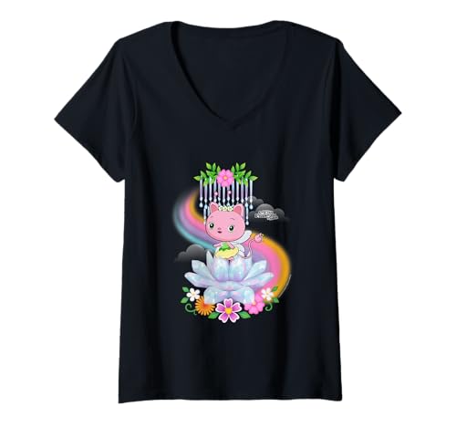 Damen DreamWorks Gabby’s Dollhouse The Movie Kitty Fairy Bloom T-Shirt mit V-Ausschnitt von DreamWorks Gabby’s Dollhouse