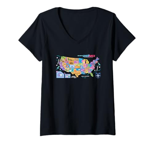 Damen DreamWorks Gabby’s Dollhouse The Movie Kitty Map T-Shirt mit V-Ausschnitt von DreamWorks Gabby’s Dollhouse