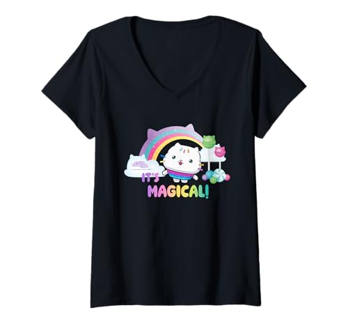 Damen DreamWorks Gabby’s Dollhouse The Movie Magical Day T-Shirt mit V-Ausschnitt von DreamWorks Gabby’s Dollhouse