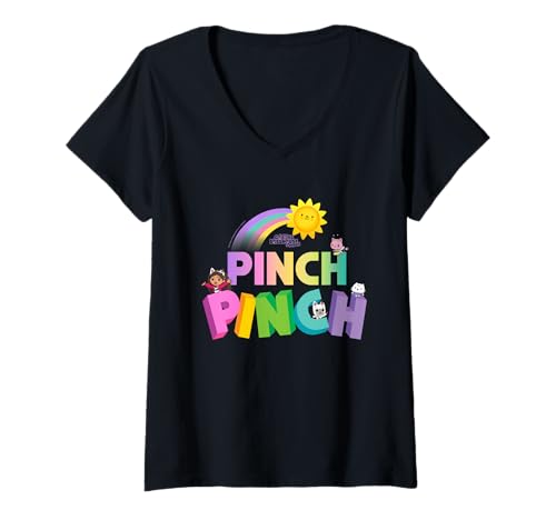 Damen DreamWorks Gabby’s Dollhouse The Movie Pinch Pinch T-Shirt mit V-Ausschnitt von DreamWorks Gabby’s Dollhouse