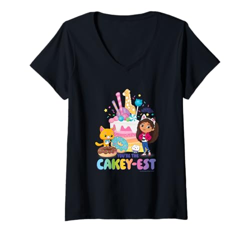 Damen DreamWorks Gabby’s Dollhouse The Movie You’re The Cakey-est T-Shirt mit V-Ausschnitt von DreamWorks Gabby’s Dollhouse