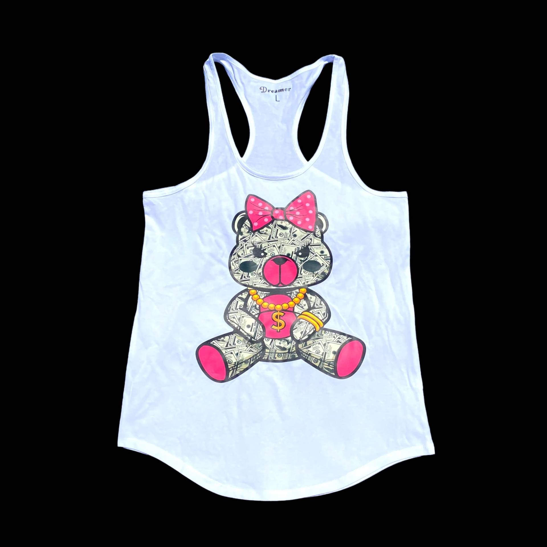 Dreamer Hustle Girl Money Bear Sommer Retro Racerback T-Shirts Long Tail T-Shirts Crop Tops von DreamerKicks