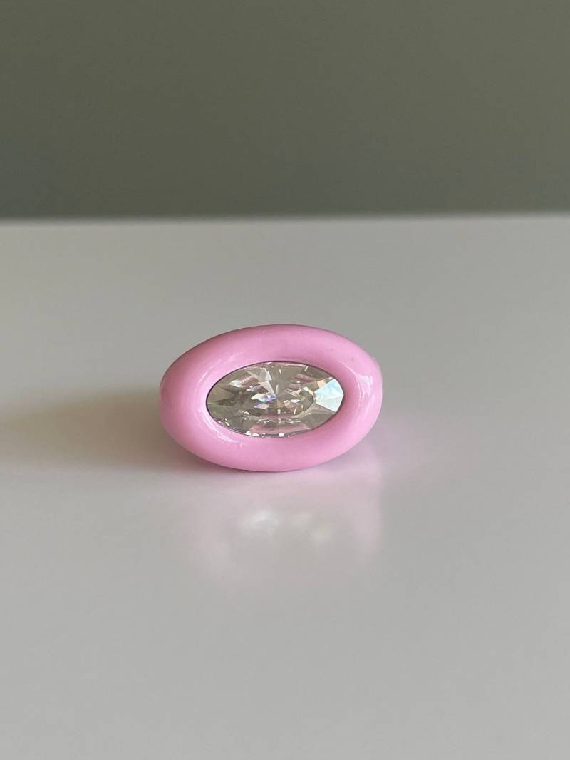Hand Modelliert Altrosa Polymer Ring Mit Swarovski Kristall Hand Modelliert Altrosa Polymer Ring Mit Swarovski Kristall von DreamersJewelryCo