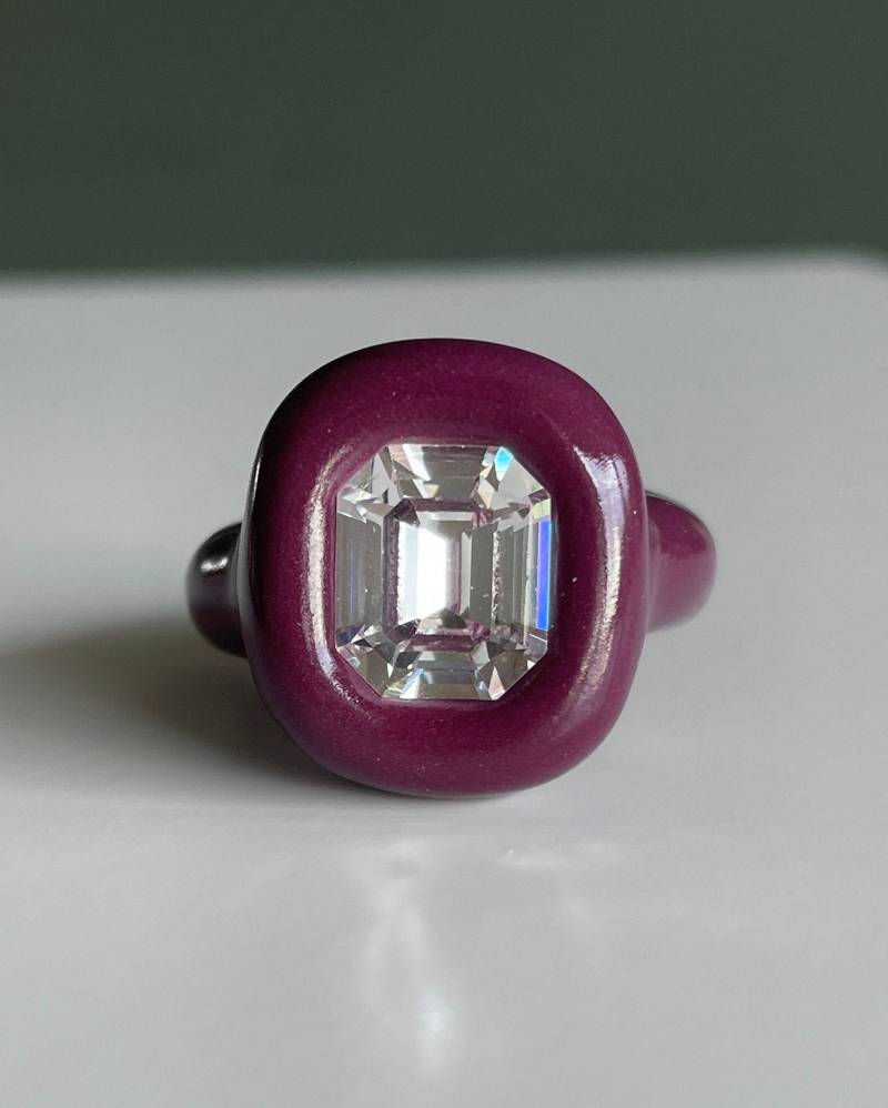 Polymer Ring Swarovski Kristall Oktagon von DreamersJewelryCo