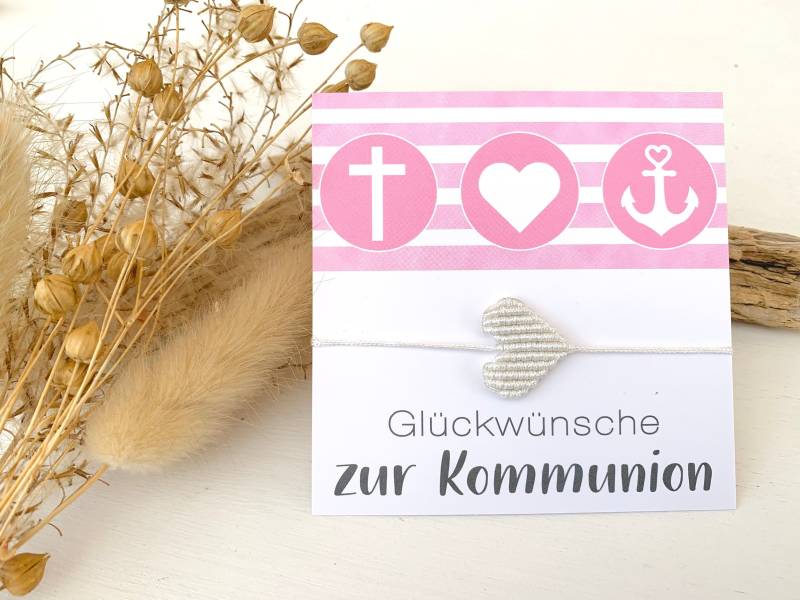 Armband Kommunion, Weißes Herz Armband, Hautfreundlicher Schmuck, 925 Silber von DreamfulKnots