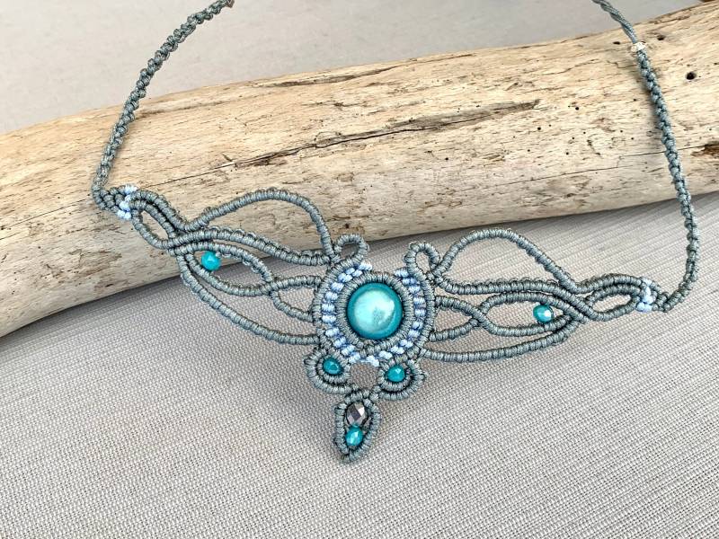 Elfen Halskette Bohostyle, Makramee Damen, Elfenschmuck, Schmuck Hypoallergen, Micromacrame von DreamfulKnots
