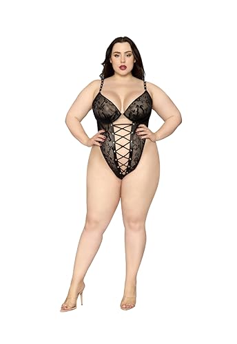 Dreamgirl Damen Teddy mit Schlangenmuster, Schwarz, Größe XXL Große Größen, Schwarz, 2X Dreamgirl Damen Teddy mit Schlangenmuster, Schwarz, Größe XXL Große Größen, Schwarz, 2X von Dreamgirl