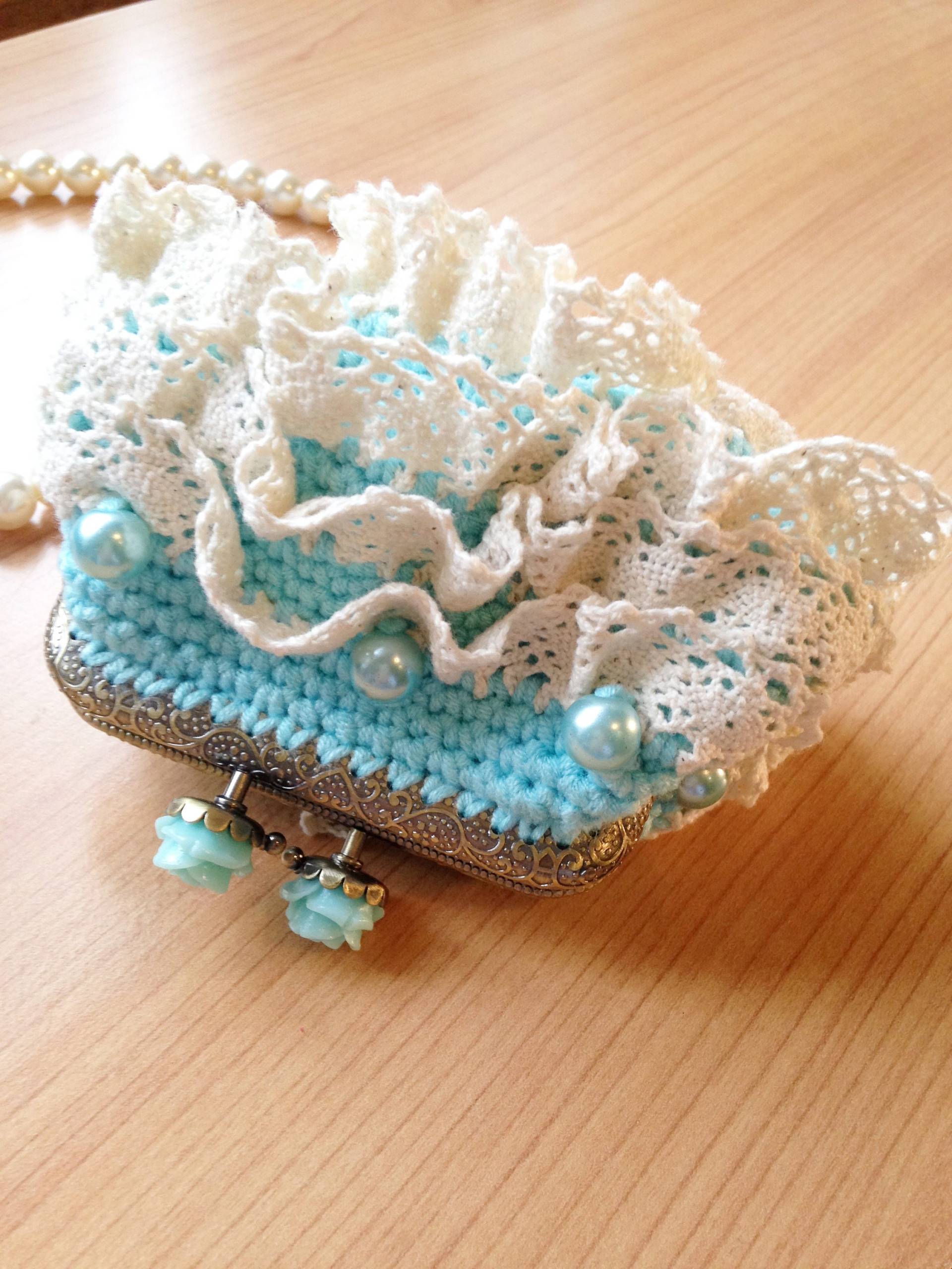 Münze Geldbeutel, Spitze Handtasche, Türkis Zubehör, Portemonnaie, Frauen Handgemachte Handtasche von Dreamhandmaker