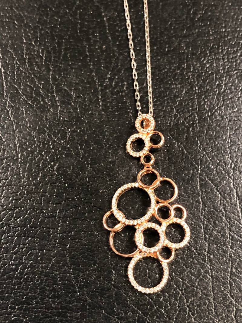 Rose Vergoldet Sterling Silber Und Zirkonia Anhänger Rose Vergoldet Sterling Silber Und Zirkonia Anhänger von DreamitjewelsDesigns