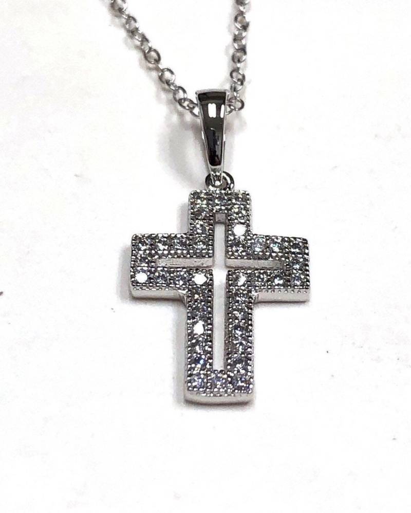 Silber Und Zirkonia Kreuz von DreamitjewelsDesigns