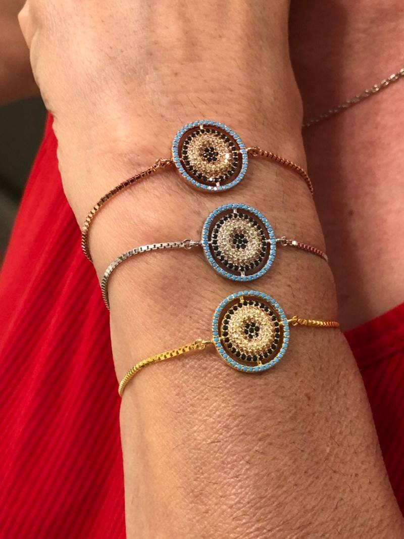 Verstellbare Silber Und Cz Evil Eye Armbänder von DreamitjewelsDesigns