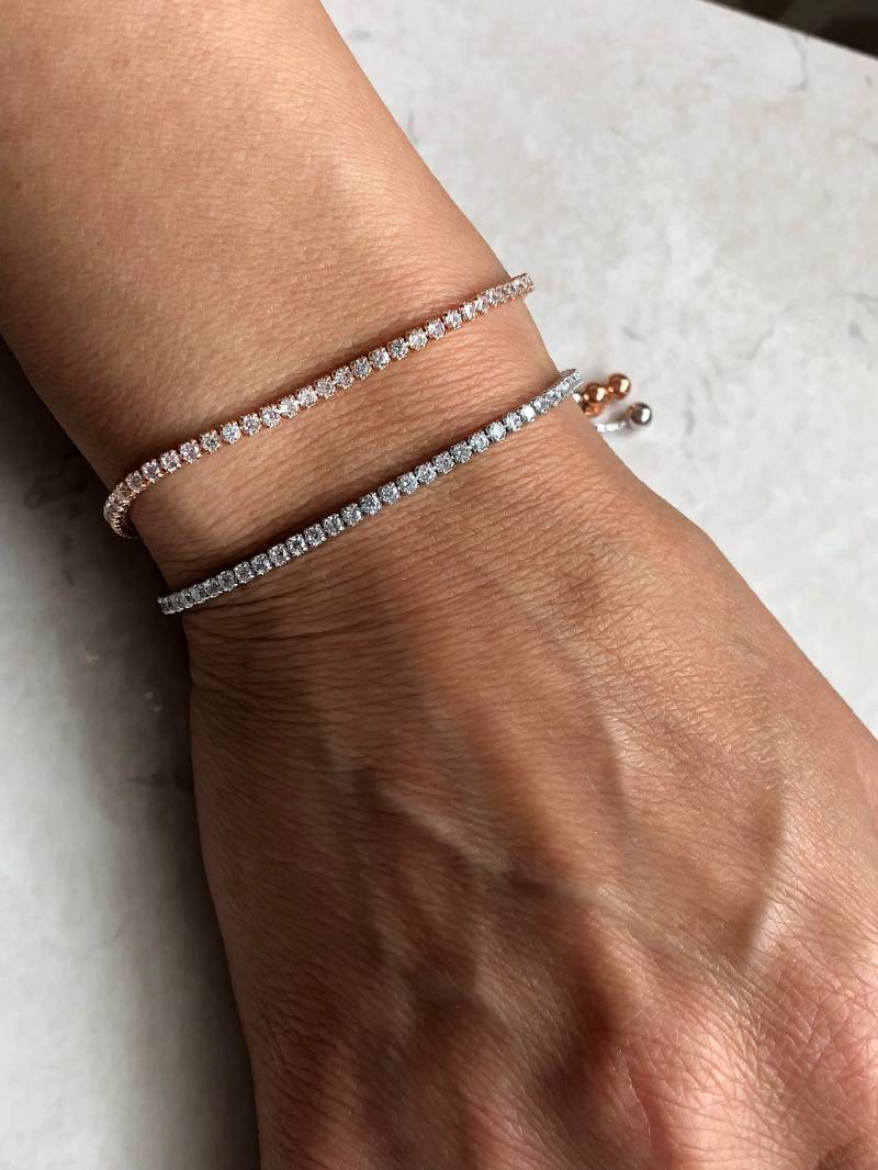 Verstellbare Silber Und Rose Vergoldet Cz Tennis Armbänder Verstellbare Silber Und Rose Vergoldet Cz Tennis Armbänder von DreamitjewelsDesigns