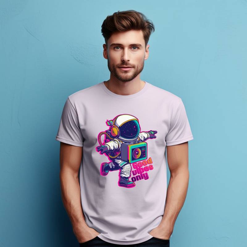 Astronaut Vibes T-Shirt - Unisex-T-Shirt Spaceexplorertee von DreamlandAI