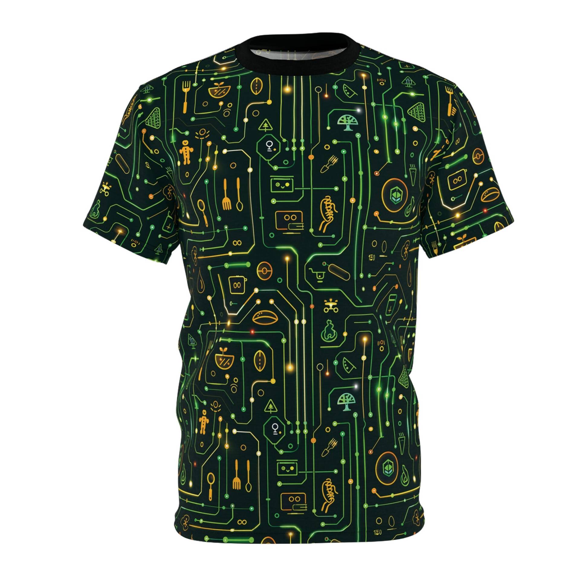 Tech Circuitry T-Shirt Printed Circuit Board Pattern, Minimalist Design, Circuitboardpattern, Geekyfashion, Contemporaryart, Techfashion von DreamlandAI