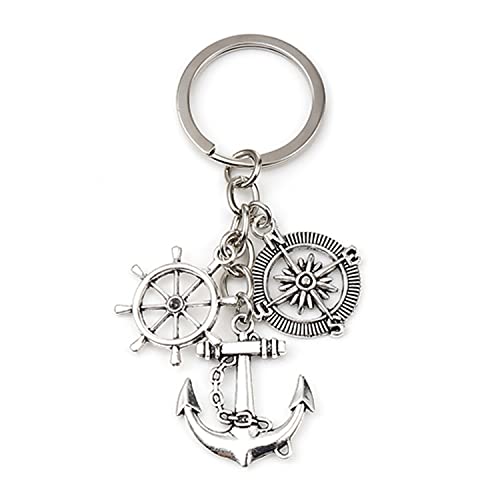 Dreamlife Schlüsselanhänger Anker, Kompass, Steuerrad, Seefahrt, Segeln von Dreamlife