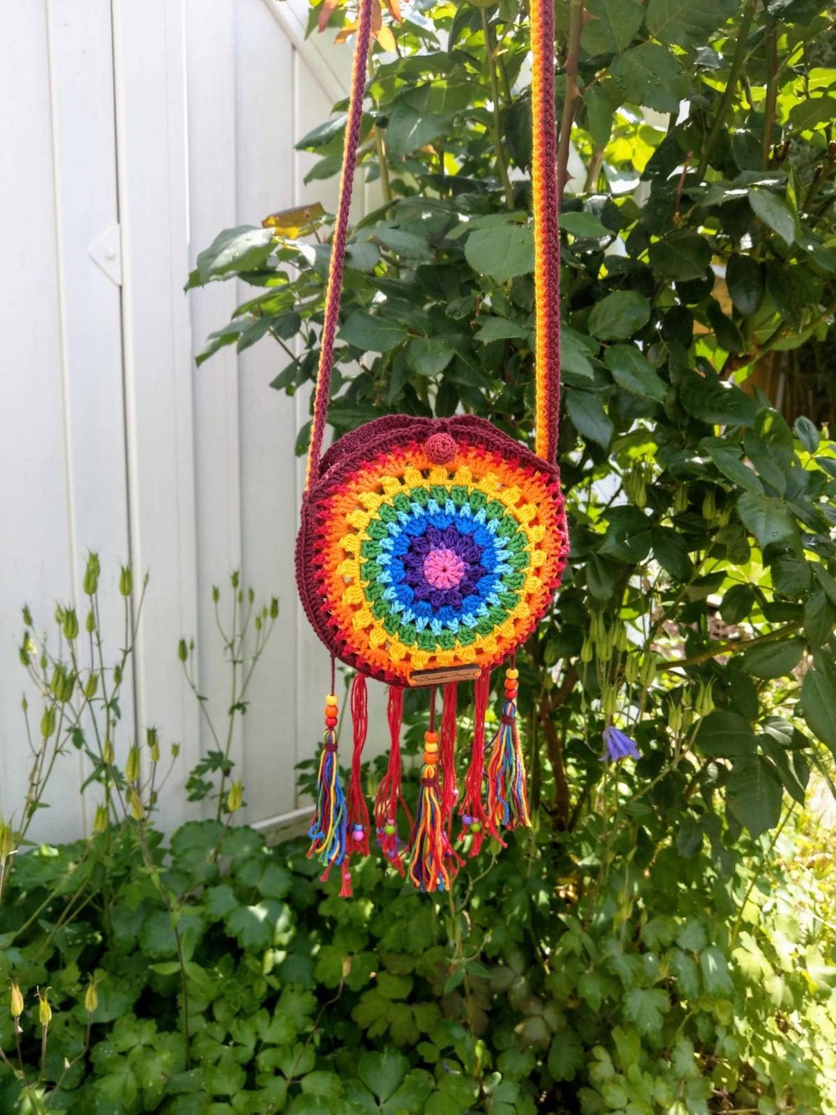 Regenbogen Handtasche, Mandala Traumfänger Tasche, Bohotasche, Hippietasche, Umhängetasche von DreamlikeD