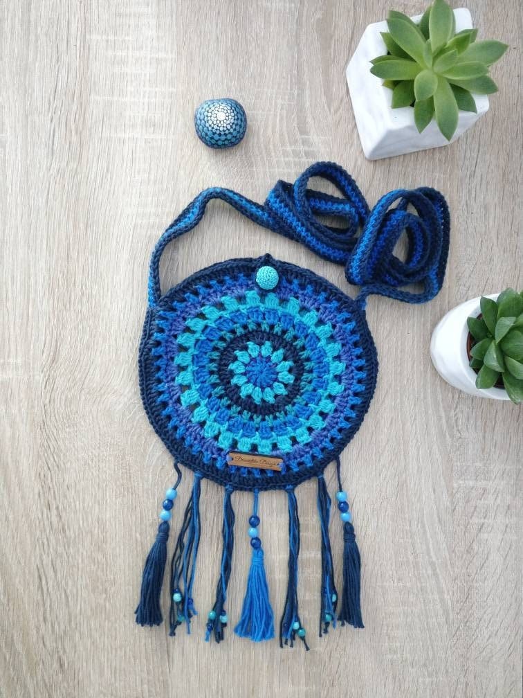 Traumfänger Handtasche, Mandala Tasche, Bohotasche, Hippietasche, Umhängetasche, Blau von DreamlikeD