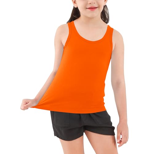 Dreammonkey Tanktop für Mädchen, weiche Baumwolle, Rundhalsausschnitt, ärmellos, Stretch-Unterhemd für Kinder von 2 bis 14 Jahren, Orange/Abendrot im Zickzackmuster (Sunset Chevron), 152 von Dreammonkey