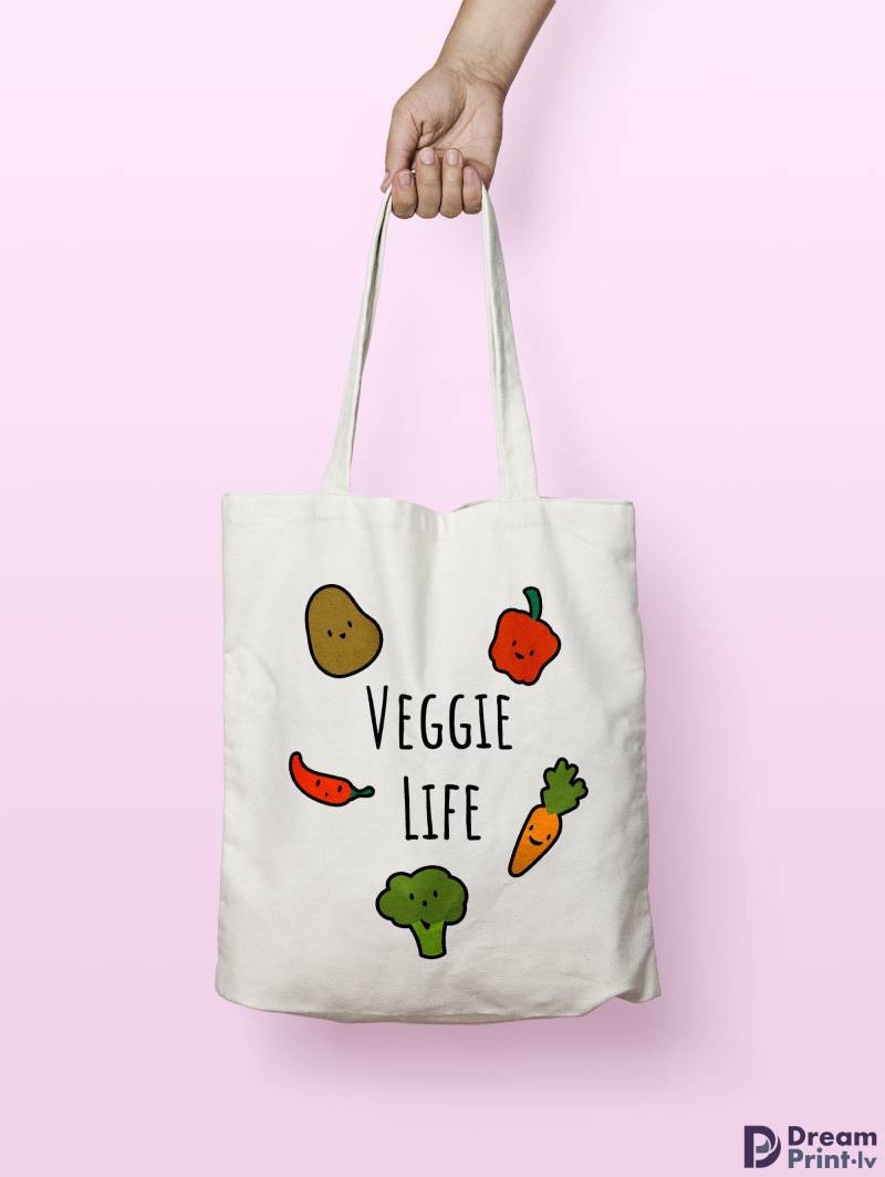 Zero Waste Canvas Einkaufstasche, Wiederverwendbare Vegane Lustige Einkaufstasche Mit Gemüsedruck von DreamprintLV