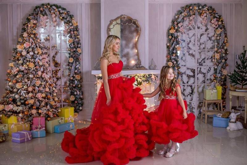 Rotes Mutter Tochter Kleid, Mama Und Ich Outfits, Passende Weihnachtsoutfits, Passendes Outfits von DreamsDresses