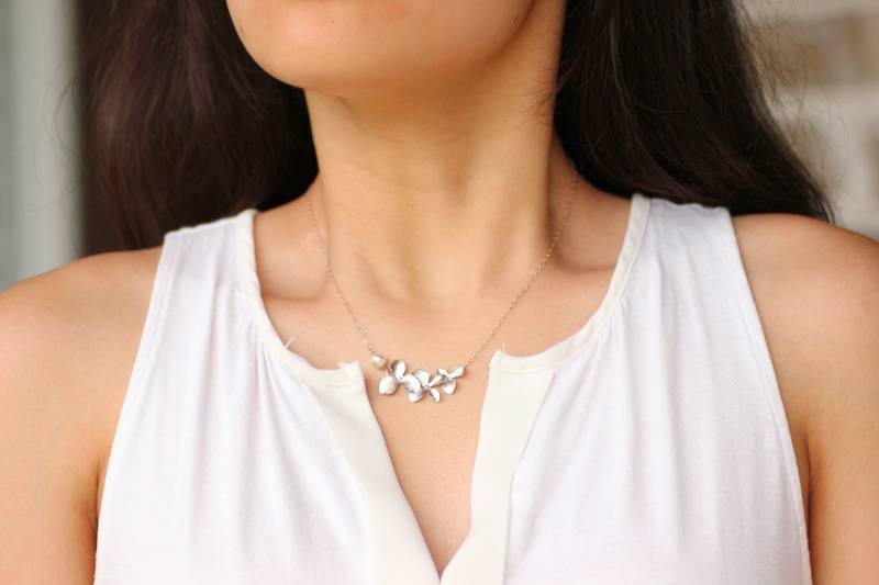 Orchidee Halskette, Brautjungfern Brautschmuck, Hochzeit Schmuck, Geschenk To201-25 von DreamsLight