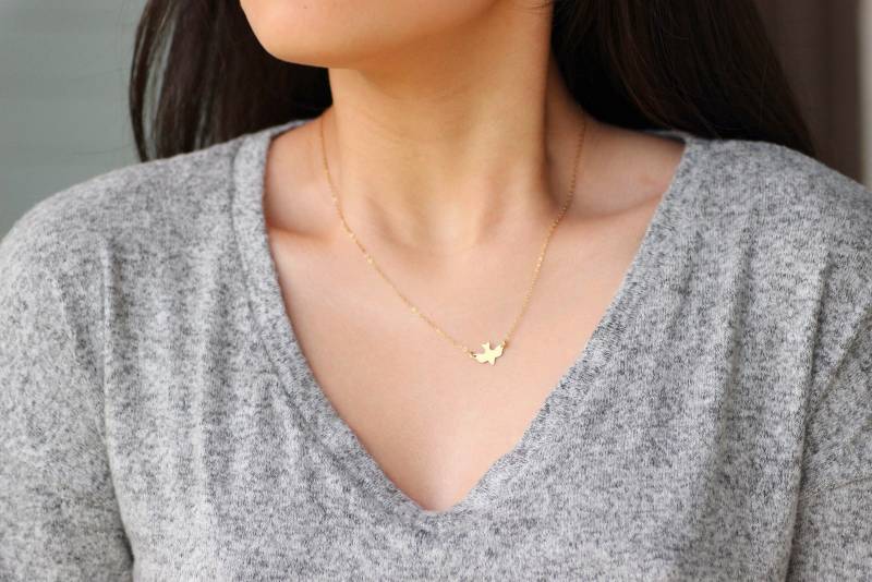 Soar Vogel Halskette/Gold, Silber, Zarte Goldkette Tauben-Halskette Sb302-39 von DreamsLight