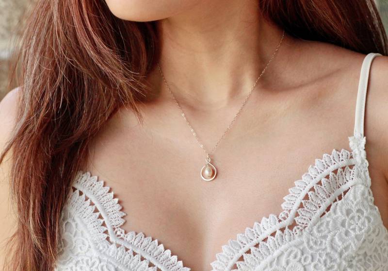 Unendlichkeit Anhänger Perle Halskette, Für Immer Freundschaft, Brautjungfer Geschenke, Schwester, Blumenmädchen, Silber Oder Gold Unendlich 506-77 von DreamsLight