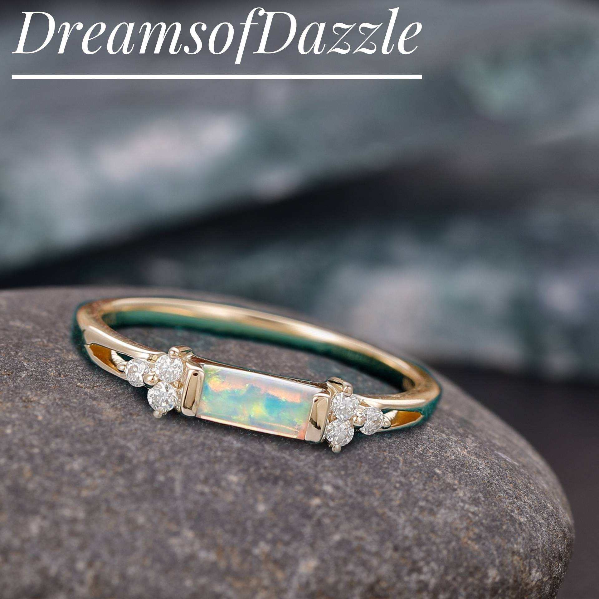 Vintage Ehering, 925 Silber Ring Für Frauen, Opal Verlobungsring, Zierlicher Ring, Frauen Versprechen 10K Solid Gold Ehering von DreamsOfDazzle