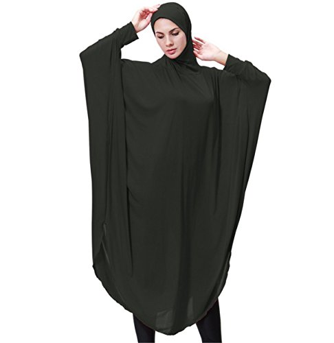 Dreamskull Damen Frauen Hijab Muslime Abaya Dubai Kleider Muslimische Islamische Kleidung Arab Arabisch Indien Türkisch Casual Abendkleid Kaftan A Linie Dress Mit Kopftuch Mehr Farben (M, Grün) von Dreamskull