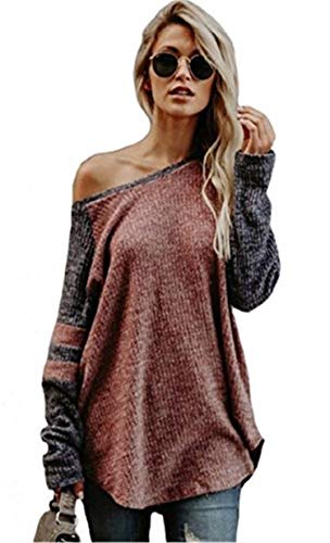 Dreamskull Damen Frauen Pullover Blusen Shirt Longpulli Oberteile Longshirt Bluse Long Locker Elegant Langarm Schulterfrei Tunika Party Stretch Tops T-Shirt S von Dreamskull