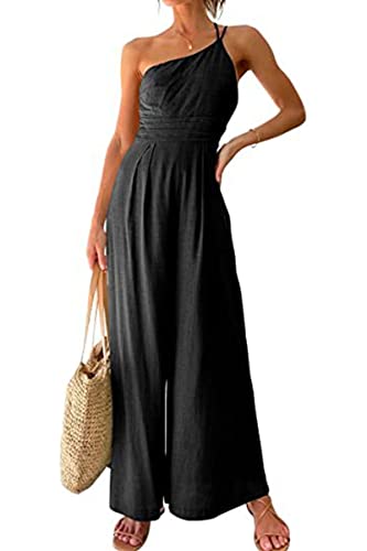 Dreamskull Jumpsuit Overall Damen Frauen Sommer Lang Elegant Festlich Sexy Ärmellos Schulterfrei Off Shoulder Lange Hose Weite Beine Hosenanzüge Einteiler Playsuit mit Träger Strand Casual von Dreamskull