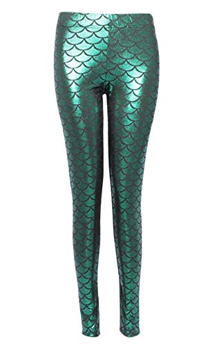 Dreamskull Leggings Jeggings Treggings Bleistifthose Stretchhose Damen Frauen Hose Lang High Waist Skinny Slim Fit Yoga Stretch Workout Fitness Schuppen Bunt Große Größen S-4XL (M, Grün) von Dreamskull