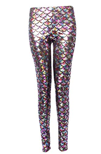 Dreamskull Leggings Jeggings Treggings Bleistifthose Stretchhose Damen Frauen Hose Lang High Waist Skinny Slim Fit Yoga Stretch Workout Fitness Schuppen Bunt Große Größen S-4XL (XL, Buntfarbig) von Dreamskull