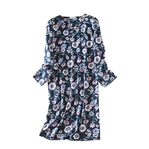 Dreamskull Nachthemd Schlafhemd Schlafshirt Damen Frauen Langarm Baumwolle Kurz Lustig mit Cartoon Muster Motiv Nachtwäsche Kleid Hemd Schlaf Pyjama Kleider Shirts zum Schlafen Rundhals Ausschnitt von Dreamskull