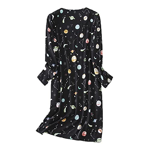 Dreamskull Nightdress for Ladies Women Long Sleeve Nightie Loose Nightshirt Cartoon Stely Nightgowns Home T-Shirt Dress for Spring von Dreamskull