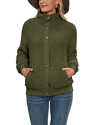 Dreamskull Plüschjacke Teddyjacken Fleecejacke Damen Frauen Teddy Fleece Flauschig Plüsch Jacke Jacken Mantel Winterjacke Kuscheljacke Winter Warm ohne Kapuze mit Taschen Knöpfen von Dreamskull