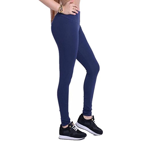 Dreamskull Leggings Jeggings Treggings Bleistifthose Stretchhose Damen Mädchen Hose Lang High Waist Skinny Slim Fit Schwarz Yoga Joggingshose Stretch Workout Fitness, Knallblau, L von Dreamskull