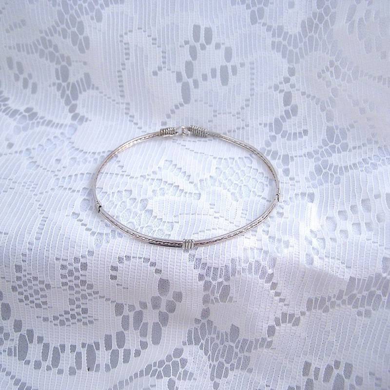 Silber Armreif Draht Gewickelt Armband Sterling von DreamstarJewery