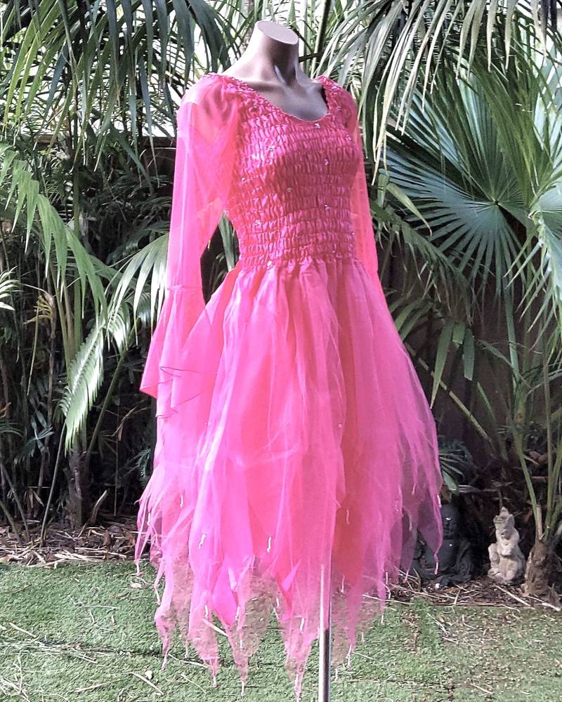 Plus Size Damen Feen-Kleid Mit Ärmeln | Größe Aus 18-24 Fuchsia von DreamtimeFairy