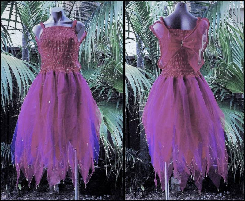 Plus Size Feenkleid Mit Flügeln | Größe Aus 18-24 Fuchsia & Lila von DreamtimeFairy