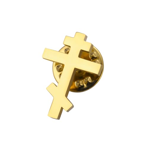 Dreamtimes Antike Orthodoxe Kreuz Brosche Pin Edelstahl Religiöser Schmuck für Männer & Frauen Christliches Glaubenssymbol Vintage Emaillierte Anstecknadel (Gold) von Dreamtimes