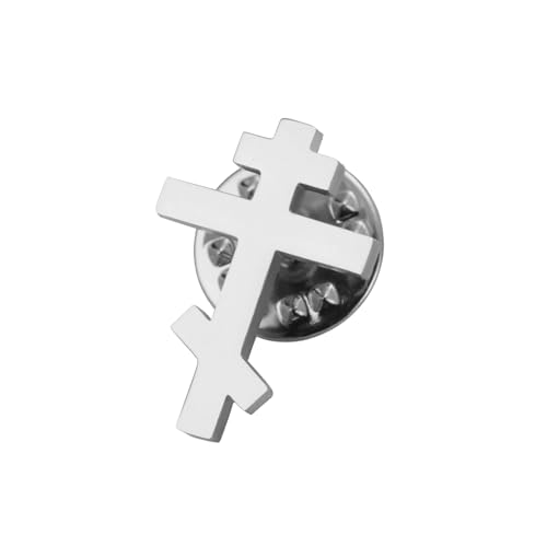 Dreamtimes Antike Orthodoxe Kreuz Brosche Pin Edelstahl Religiöser Schmuck für Männer & Frauen Christliches Glaubenssymbol Vintage Emaillierte Anstecknadel (Silber) von Dreamtimes