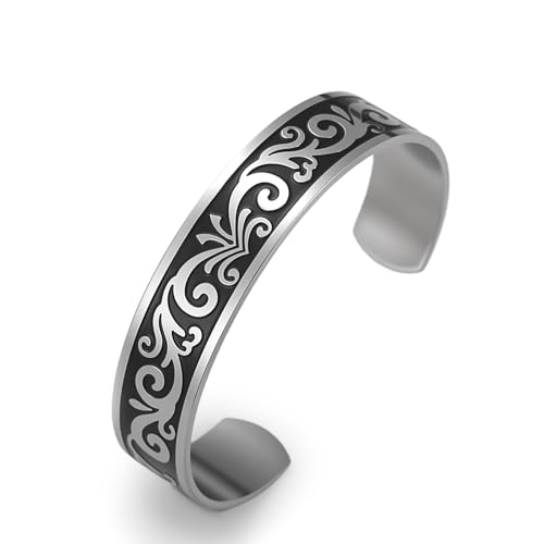 Dreamtimes Baum des Lebens Armband Akanthus Manschettenarmband für Frauen Männer Edelstahl Flourish Vine Manschette Armreif Wikingerschmuck (Akanthus) von Dreamtimes