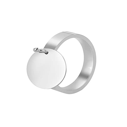 Dreamtimes Charm Rings Finger Süße Ringe mit runden Medaillen-Charms für Frauen Baum des Lebens baumelnde Ringe für Finger Mond-Charm-Ring mit baumelndem Charm Schmuckgeschenk (17MM, Runde Medaille) von Dreamtimes