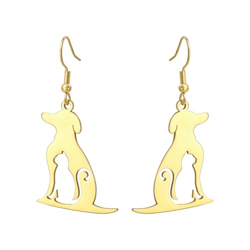 Dreamtimes Cute Dog & Cat Anhänger Ohrringe für Frauen Hund und Katze Silhouette baumeln Ohrringe Pet Lover's Choice Cute Animal Jewelry von Dreamtimes
