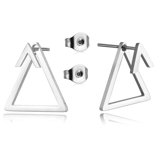 Dreamtimes Dreieck Ohrringe - Tiny Square Stud, Circle, Spike, Huggie Hoop - Zierliche Kleine Einfache Geometrische Schmuck - Weihnachtsgeschenke für Frauen (Dreieck-S) von Dreamtimes