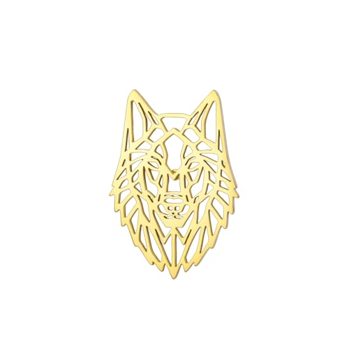 Dreamtimes Edelstahl-Wolfskopf-Brosche filigrane gotische Brosche Schal Kleid Revers-Anstecknadeln für Männer und Frauen strapazierfähiges Unisex-Accessoire einzigartiges Geschenk (Gold) von Dreamtimes