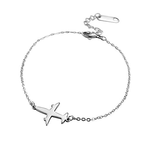 Dreamtimes Flugzeug Armband - Edelstahl Weltreise Pilot Geschenk - Mode Reise Schmuck für Frauen Mädchen von Dreamtimes